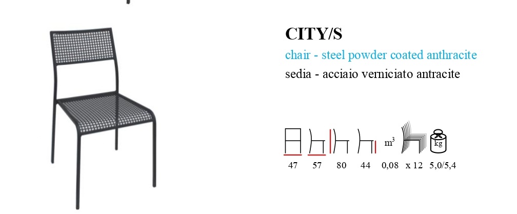 CITY/S  chair steel anthracite varnished sedia acciaio verniciato antracite