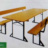 Set tavolo birreria- Dimensioni Tavolo (cm): 220 x 67  – Dimensioni 2x Panche (cm): 220 x 25 con schienale 16,50