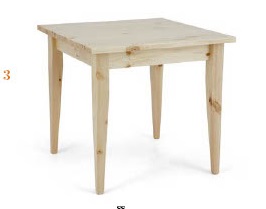 Tavoli in legno di Pino quadrato verniciato naturale Dimensioni60x60x75 cm