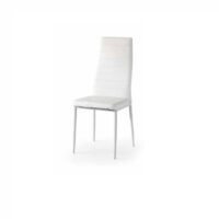 Set di 6 sedie in ecopelle bianco, stile moderno, con struttura in acciaio colore bianco.
